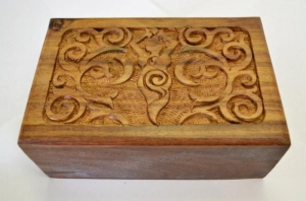 Home Decor Goddess of Earth Wooden Carved 4x6" Box | Handmade