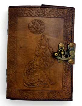 Celtic Wolf & Moon Leather Journal with Latch