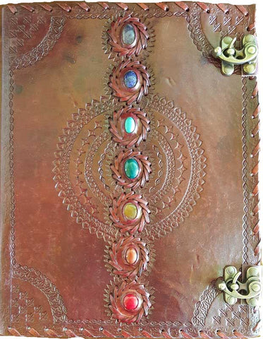 Chakra Stone Leather Journal with Latches