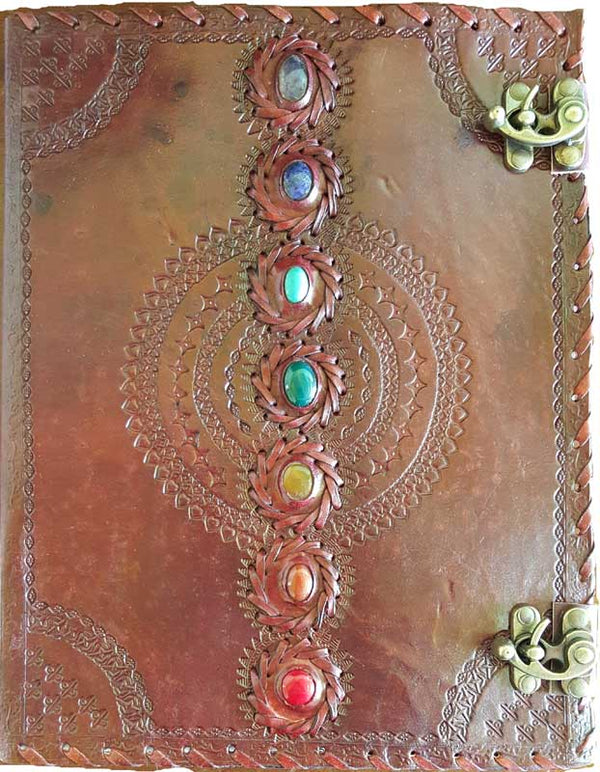 Journals Chakra Stone Leather Journal with Latches