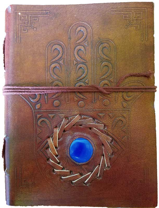 Leather Evil Eye Stone Blank Journal
