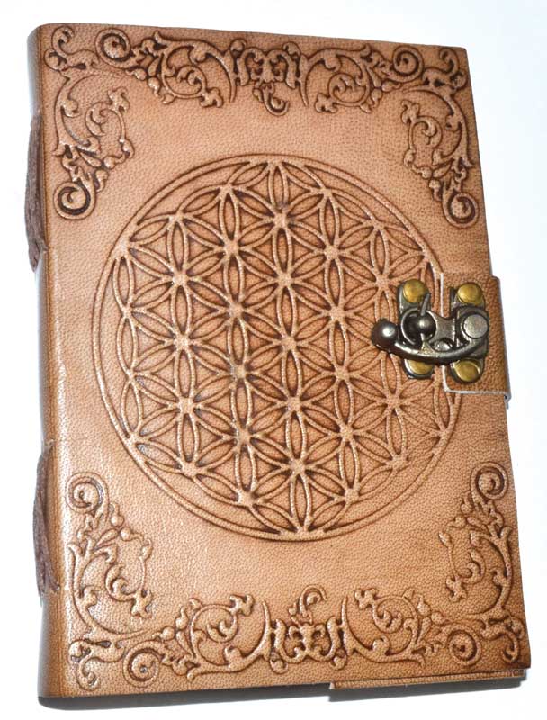 Leather Flower of Life Journal Recycled Paper