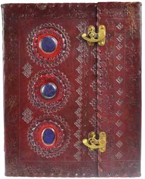 Journals Leather Journal with Stone Carvings and Latch