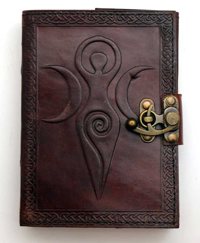 Maiden Mother Moon leather blank book w/latch