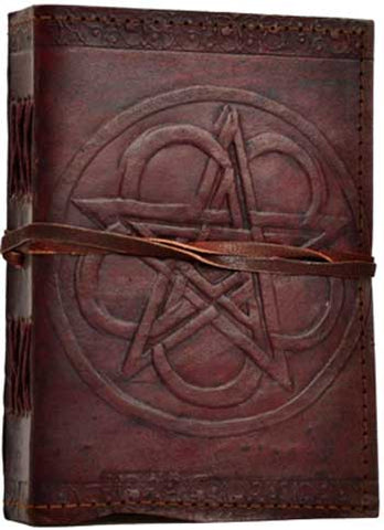 Pentagram leather blank book w/cord
