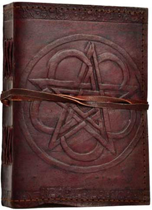 Journals Pentagram leather blank book w/cord