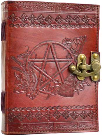 Pentagram leather blank book w/latch
