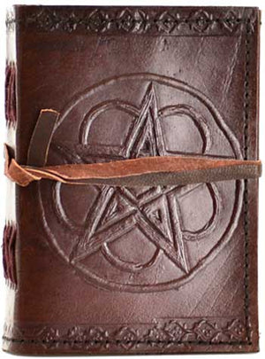 Journals Pentagram leather blank journal w/cord