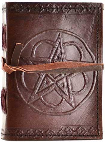 Pentagram leather blank journal w/cord