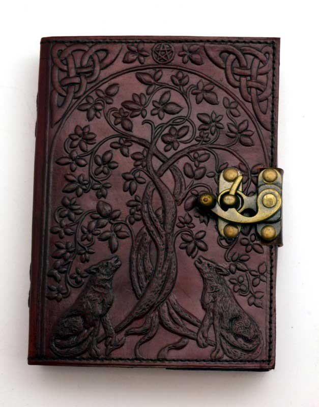 Wolf & Tree of Life Leather Journal with Latch