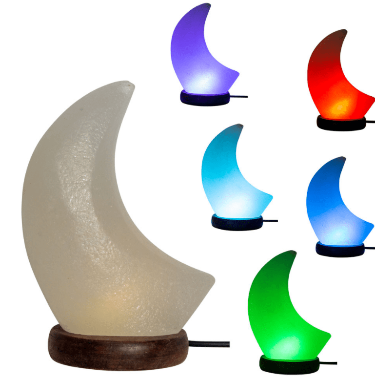 USB Salt Lamp w Multicolored LED White Moon The Foxes Den
