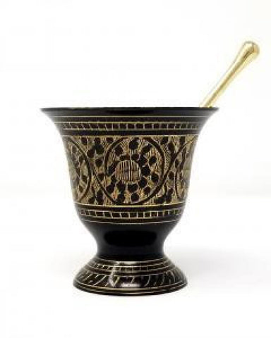 Black Carved Mortar Pestle 3.5