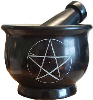 Black Pentagram Mortar & Pestle Set