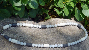 Necklaces Healing Necklace - Goddess Intuition - Moonstone with Basalt