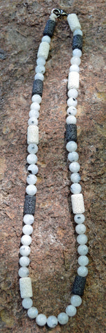 Healing Necklace - Goddess Intuition - Moonstone with Basalt