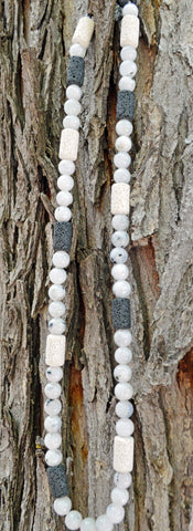 Healing Necklace - Goddess Intuition - Moonstone with Basalt