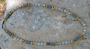 Necklaces Healing Necklace - Insight - Gray Madagascar Moonstone with Basalt and Buffalo Bone
