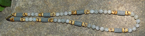 Necklaces Healing Necklace - Insight - Gray Madagascar Moonstone with Basalt and Buffalo Bone