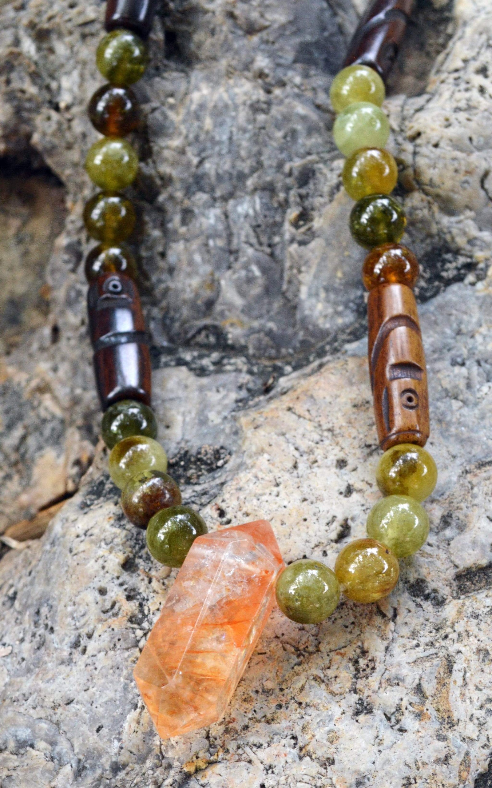 Necklaces Hematoid Quartz and Grossular Garnet - 20" Manifestation Necklace I