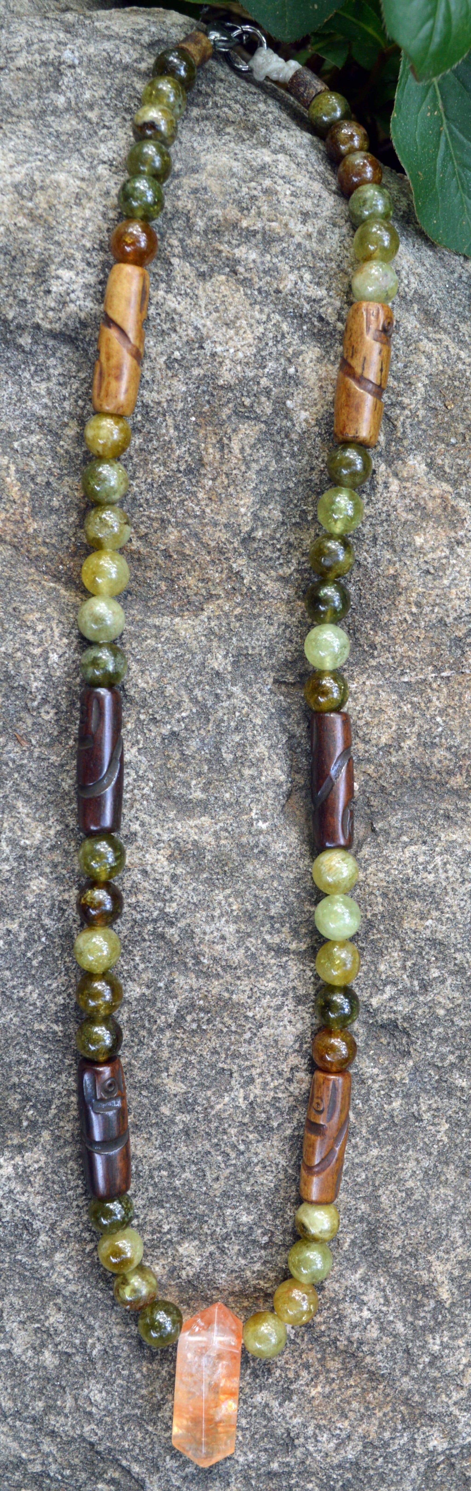 Necklaces Hematoid Quartz and Grossular Garnet - 20" Manifestation Necklace I