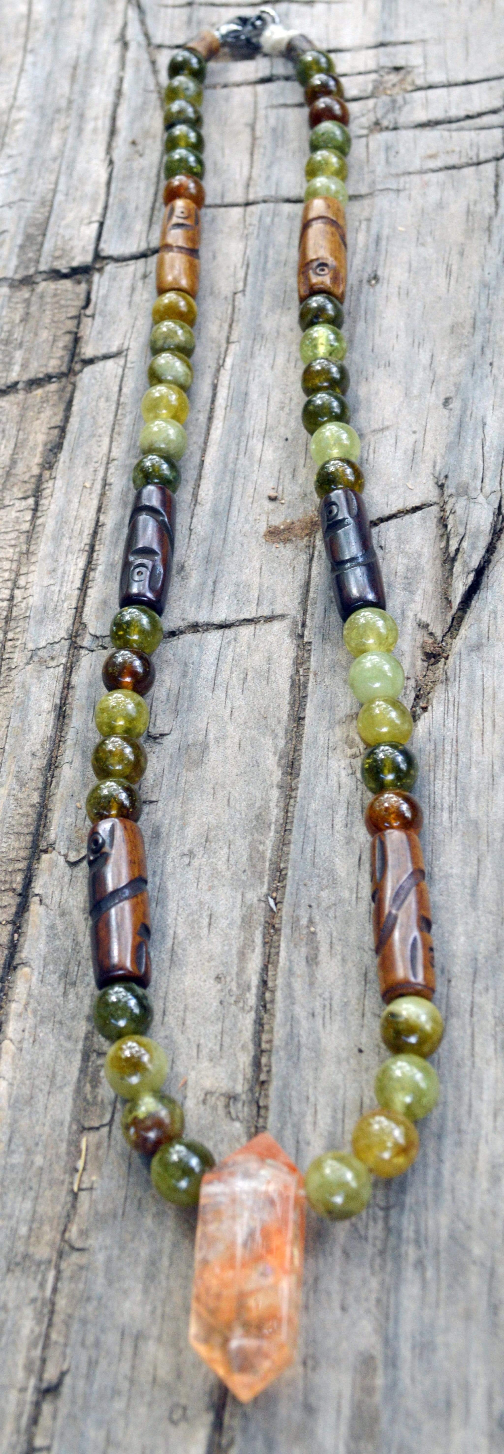 Necklaces Hematoid Quartz and Grossular Garnet - 20" Manifestation Necklace I