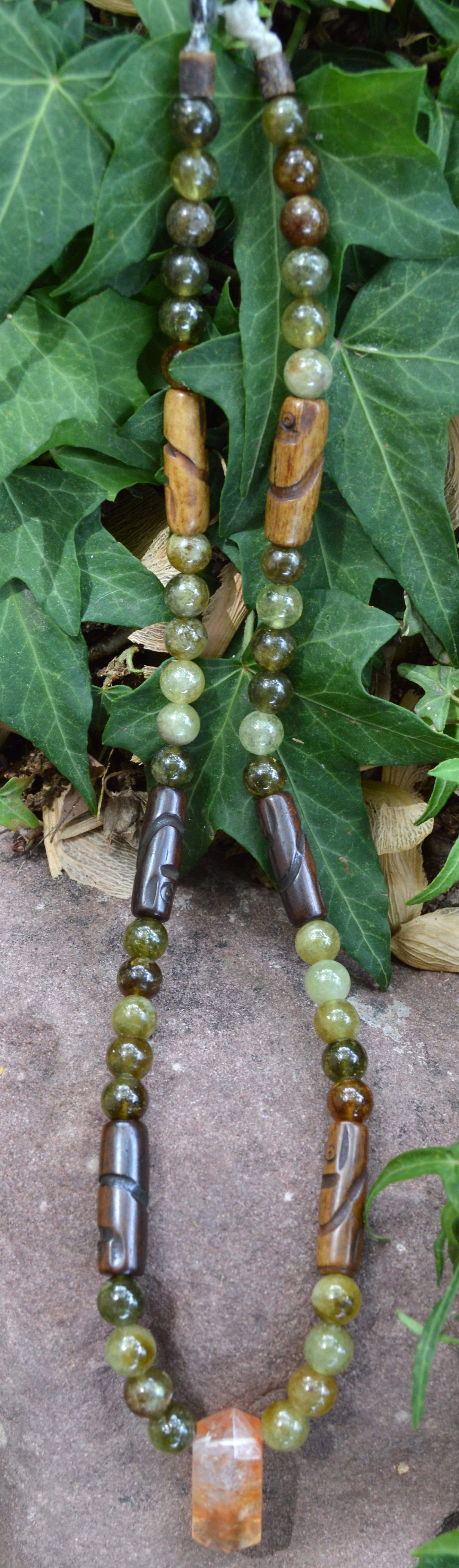 Necklaces Hematoid Quartz and Grossular Garnet - 20" Manifestation Necklace I