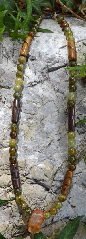 Necklaces Hematoid Quartz and Grossular Garnet - 20" Manifestation Necklace I