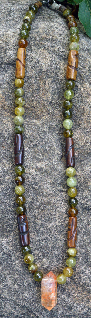 Necklaces Hematoid Quartz and Grossular Garnet - 20" Manifestation Necklace I