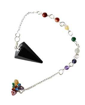 Pendulums Black Tourmaline Pendulum | 7-Chakra, 6-sided