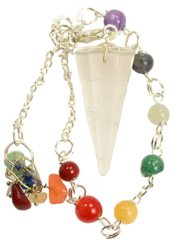Pendulums Clear Quartz Pendulum | 7-Chakra, 6-Sided