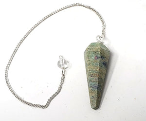 Pendulums Ruby Fuchsite Gemstone Pendulum with Chain