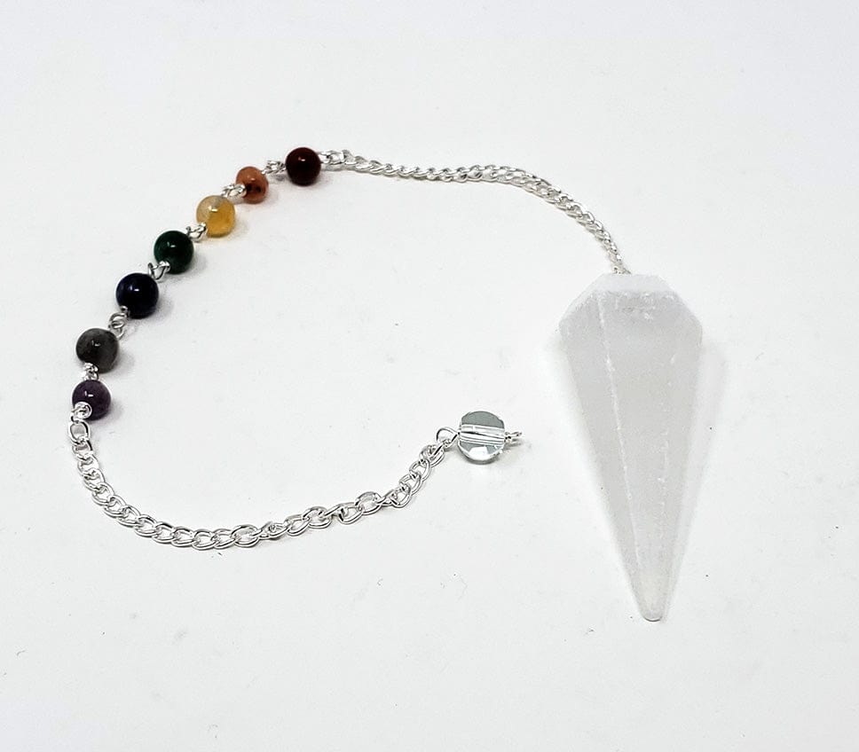 Pendulums Selenite Gemstone Pendulum with Chakra Chain
