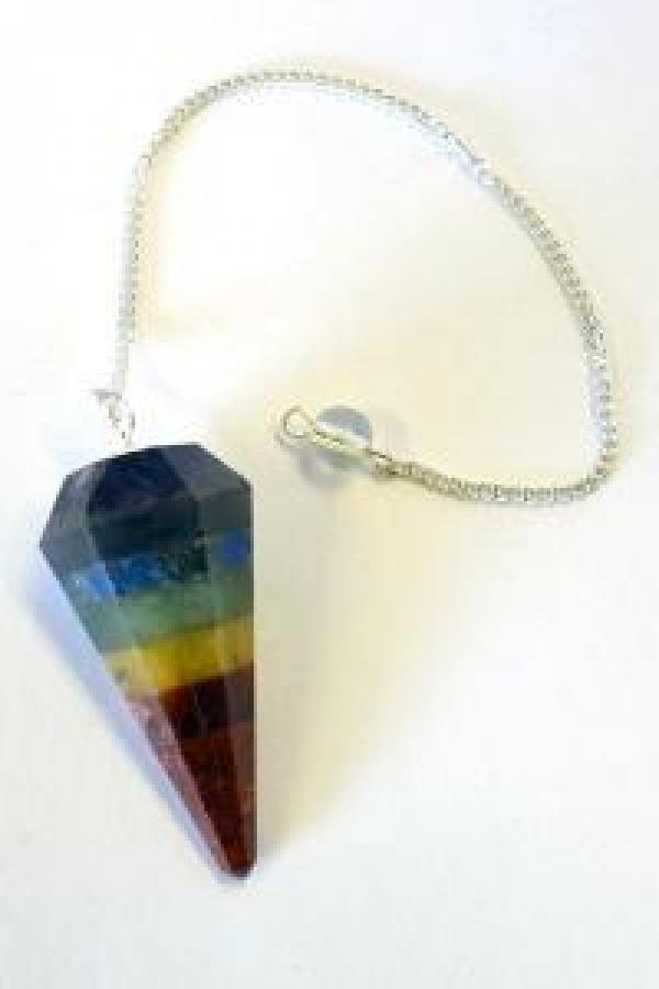 Pendulums Seven Chakra Bonded Pendulum 1.75"L with Chain