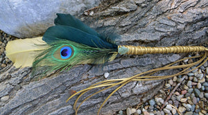 Prayer Feather Harmonious Illumination I - Ceremonial Prayer Feather Wand with Jasper Arrowhead