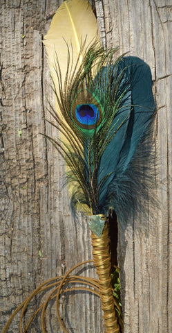 Harmonious Illumination I - Ceremonial Prayer Feather Wand with Jasper Arrowhead