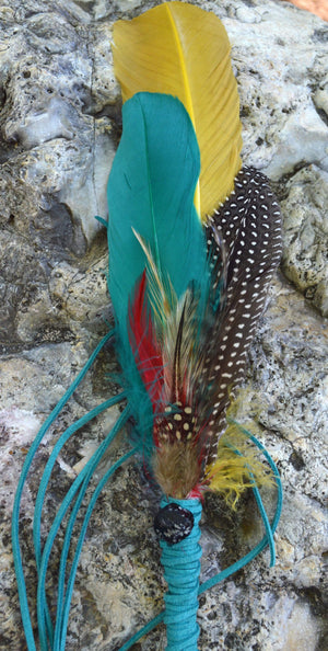 Prayer Feather Joyous Journeys I - Ceremonial Prayer Feather Wand with Tourmaline