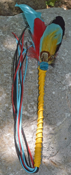 Prayer Feather Joyous Journeys II - Ceremonial Prayer Feather Wand with Apatite