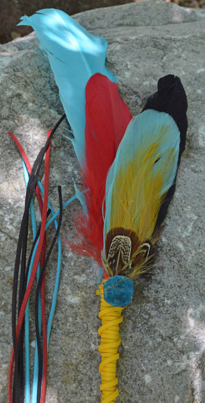 Prayer Feather Joyous Journeys II - Ceremonial Prayer Feather Wand with Apatite