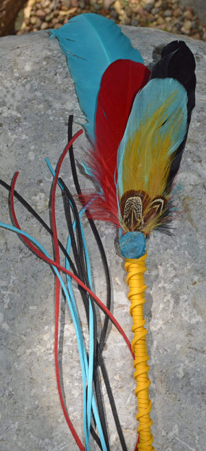 Prayer Feather Joyous Journeys II - Ceremonial Prayer Feather Wand with Apatite
