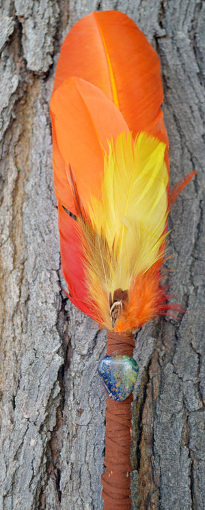 Prayer Feather Revealing Transformation II | Ceremonial Prayer Feather Wand with Jasper Arrowhead