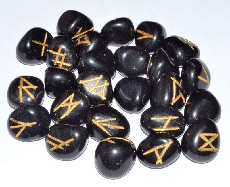 Runes Black Agate Rune Set