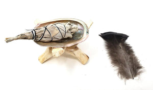 Smudge Incense Accessories Travelers White Sage Smudging Kit - Shell, Sage, Tripod, Feather. ( Mini Size)