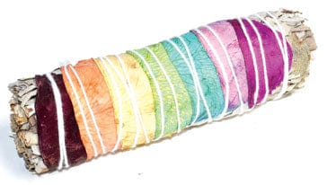 Smudge Sticks 4" White Sage 7 Chakra colors stick