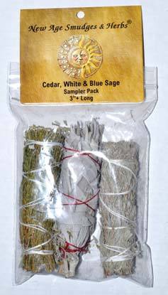 Smudge Sticks Cedar, White & Blue Sage Smudge Stick 3-Pack | 4"