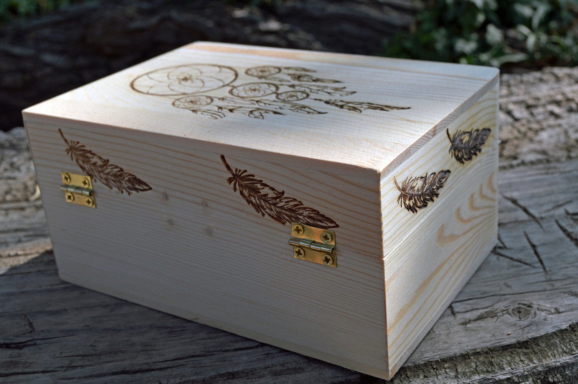 Tarot Accessories Dreamcatcher Pine Wood Box | 4" x  6"