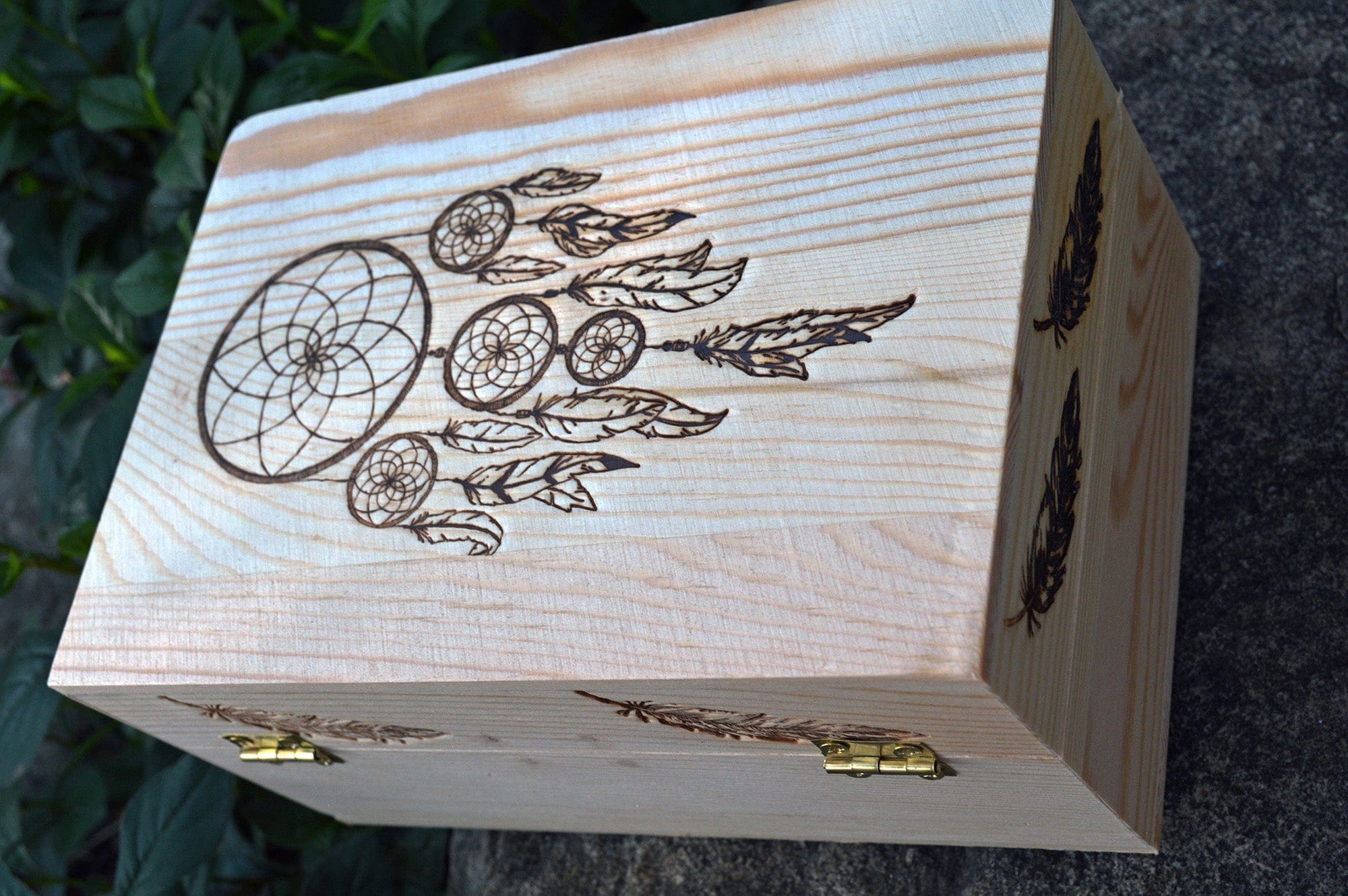 Tarot Accessories Dreamcatcher Pine Wood Box | 4" x  6"