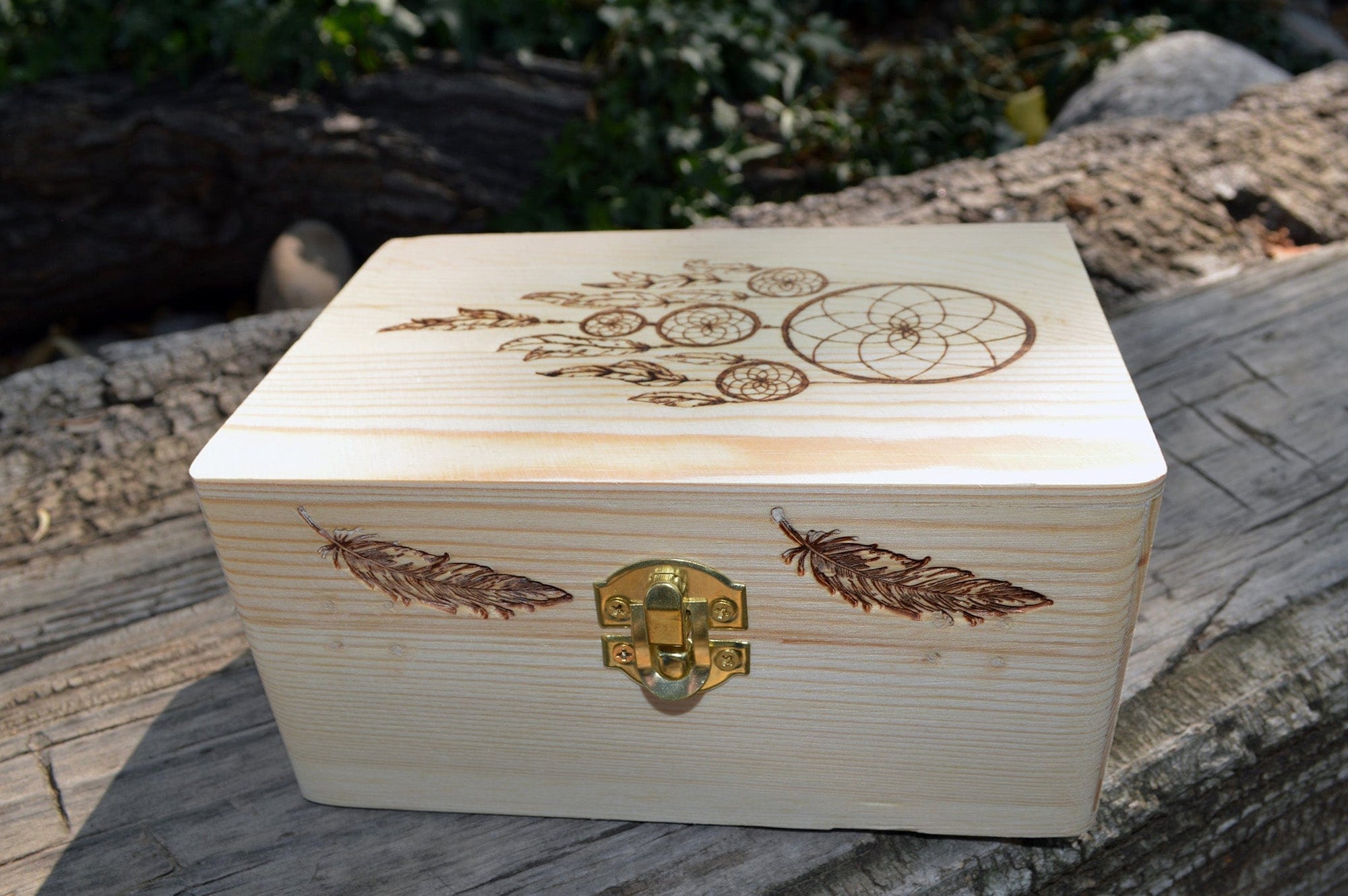 Tarot Accessories Dreamcatcher Pine Wood Box | 4" x  6"