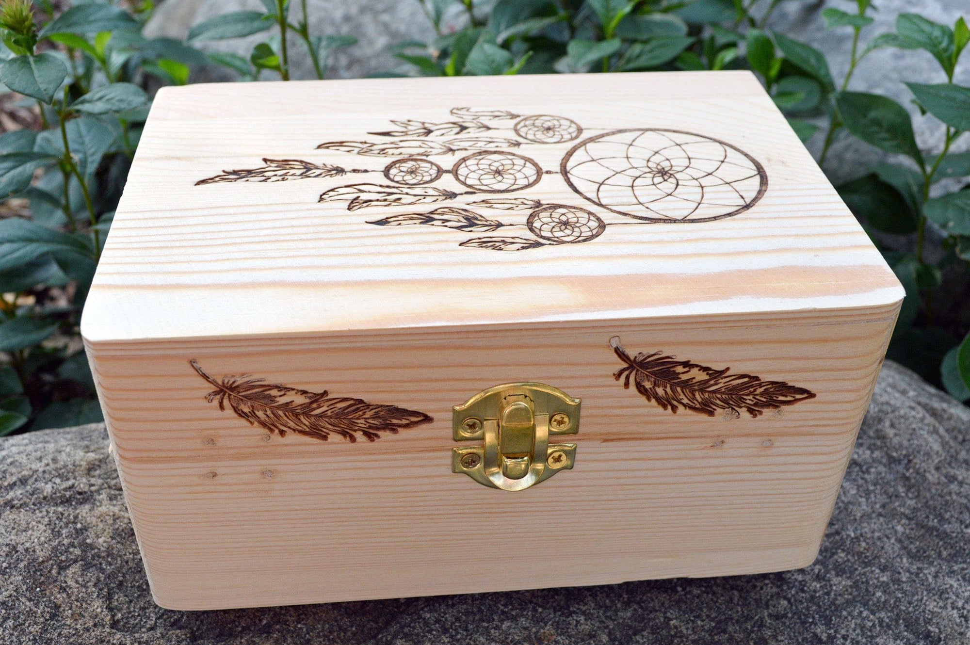 Tarot Accessories Dreamcatcher Pine Wood Box | 4" x  6"