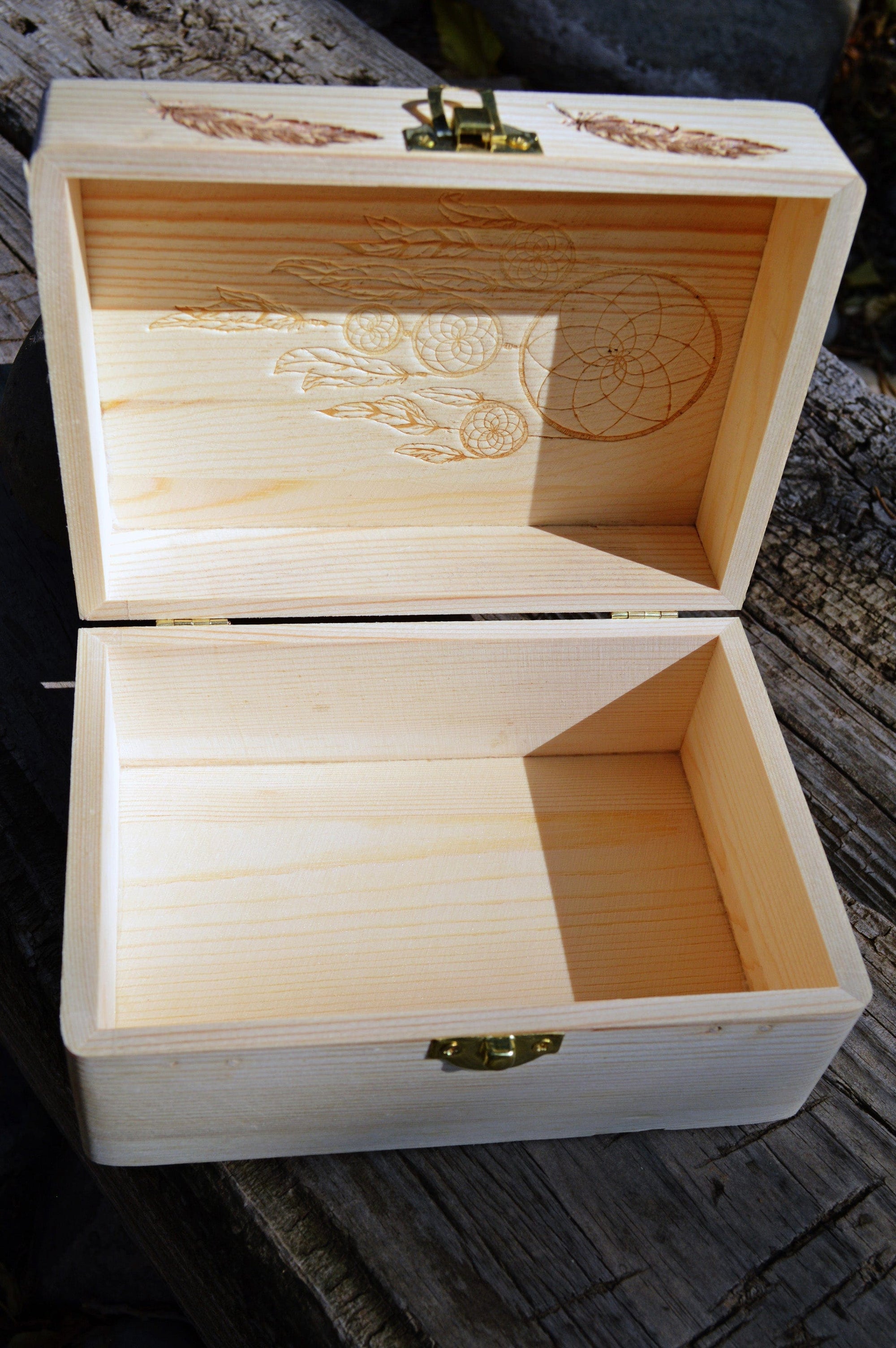Tarot Accessories Dreamcatcher Pine Wood Box | 4" x  6"