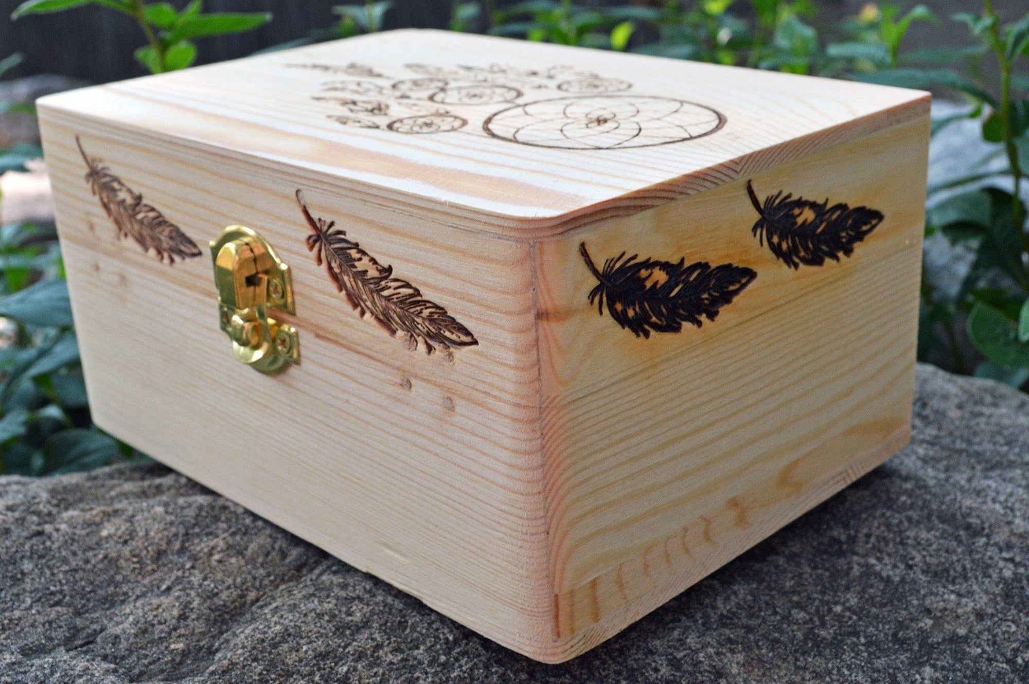 Tarot Accessories Dreamcatcher Pine Wood Box | 4" x  6"